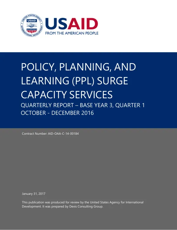 PPL Surge Capacity Services Quarterly Report – Base Year 3, Quarter 1 October - December 2016