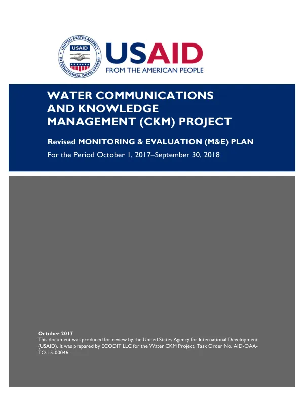 Water Communications and Knowledge Management (CKM) Project Revised Monitoring & Evaluation (M&E) Plan