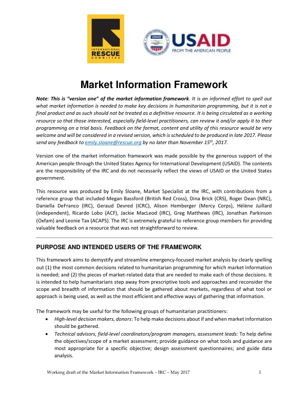 Market Information Framework