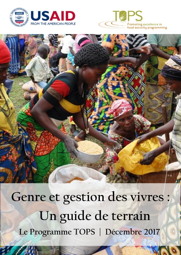 Genre et gestion des vivres : Un guide de terrain