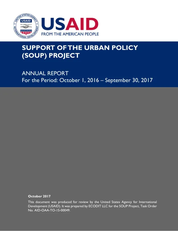 Annual Report: Support of the Urban Policy (SOUP) Project