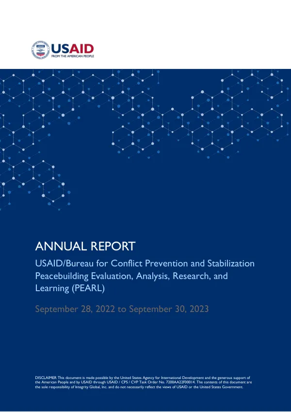 Annual Report: Peacebuilding Evaluation, Analysis, Research, and Learning (PEARL) FY23
