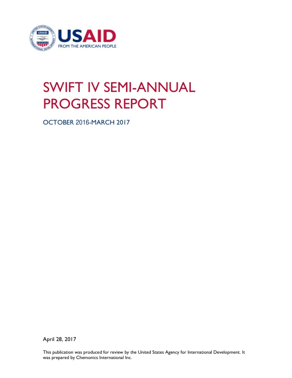 SWIFT IV Semi-Annual Progress Report: October 2016-March 2017