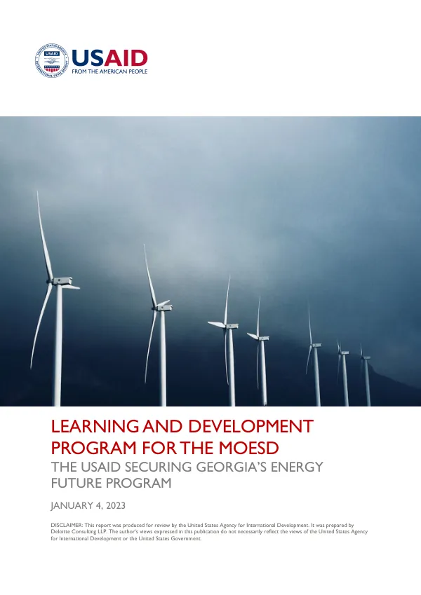 Learning and Development Program for the MoESD: USAID Securing Georgia's Energy Future Program