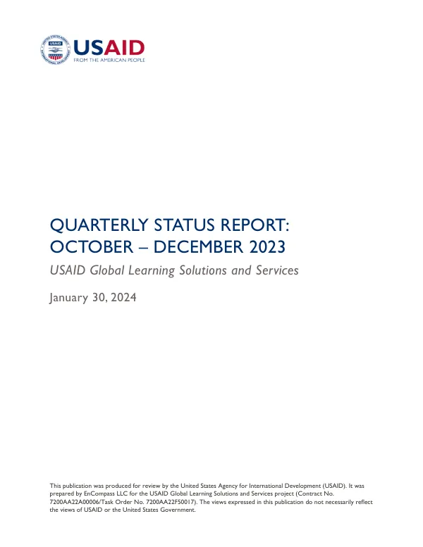 Quarterly Status Report: October-December 2023