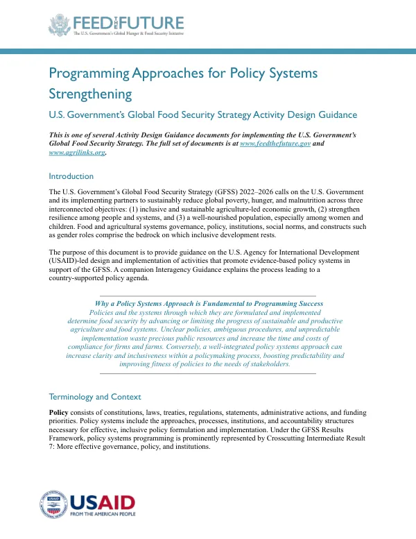 Programming Approaches for Policy Systems Strengthening_GFSS Activity Design Guidance