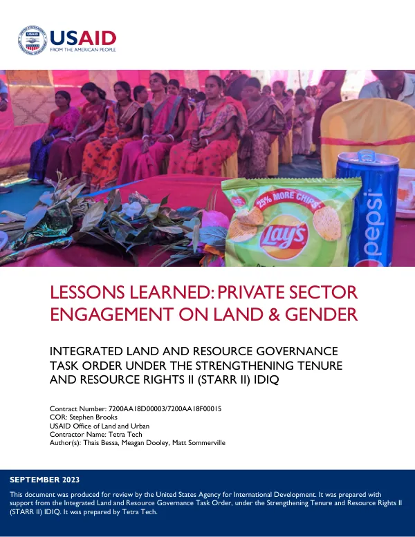 Lessons Learned: Private Sector Engagement on Land & Gender