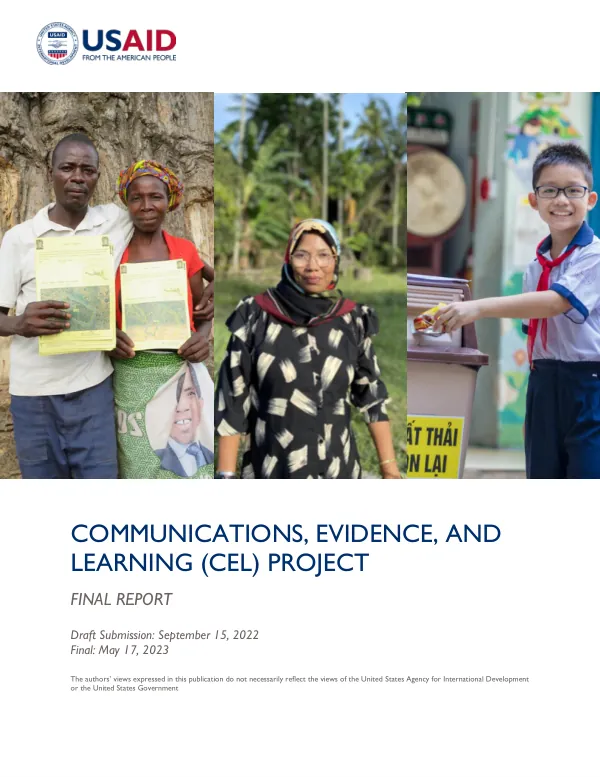 Communications, Evidence, and Learning (CEL) Project Final Report