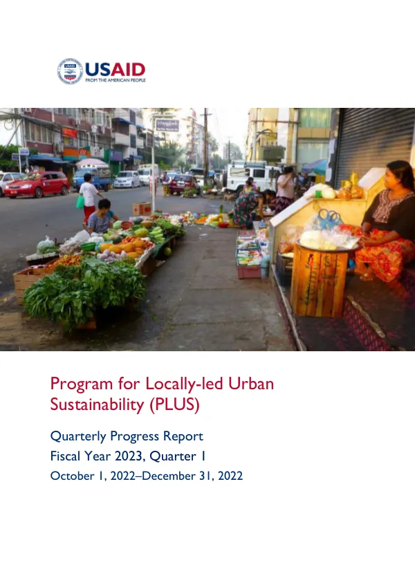 Quarterly Progress Report: Program for Locally-led Urban Sustainability (PLUS)