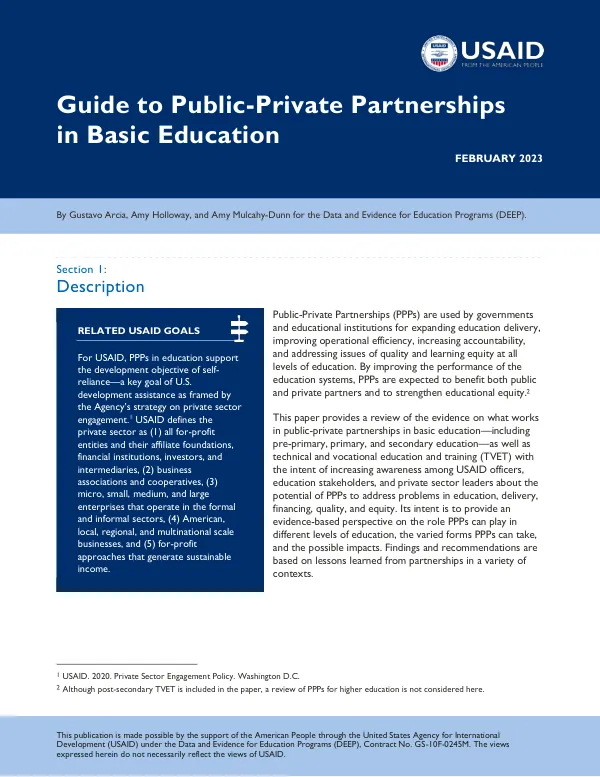 Guide to Public-Private Partnerships in Basic Education