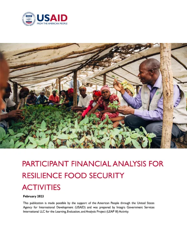 Participant Financial Analysis for Resilience Food Security Activities