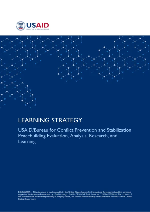 Peacebuilding Evaluation, Analysis, Research, and Learning (PEARL) Learning Strategy