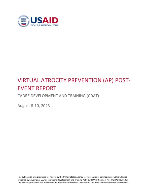 Post-Event Report: Virtual Atrocity Prevention (AP) August 2023