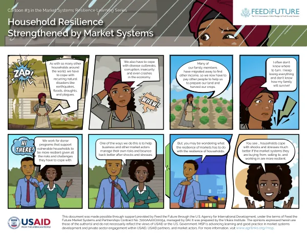 Household Resilience Strengthened By Market Systems: Cartoon #3 in the Market Systems Resilience Learning Series