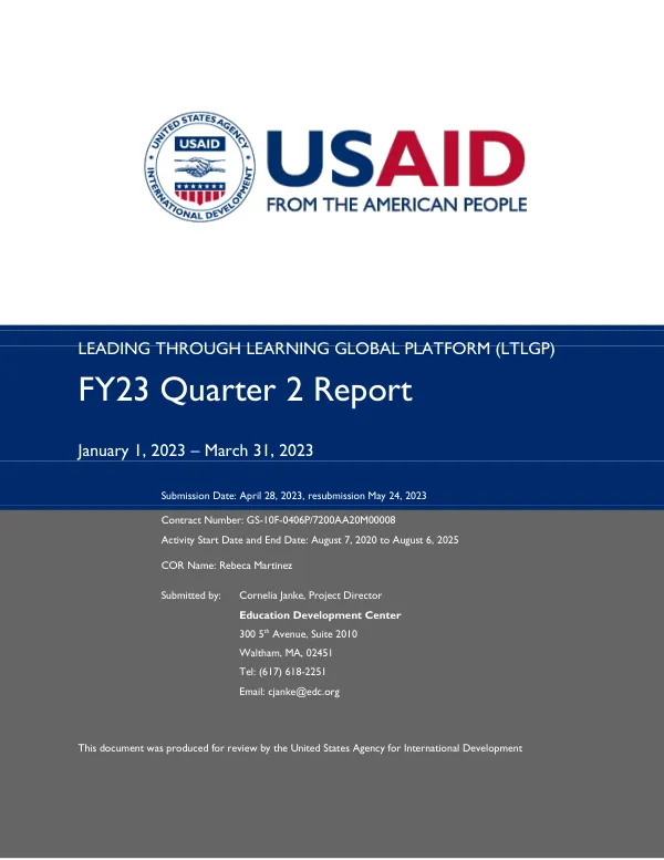 FY23 Quarter 2 Report: Leading through Learning Global Platform (LTLGP)