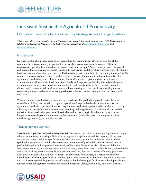 Fully Cleared 12/9 Increased Sustainable Agricultural Productivity
