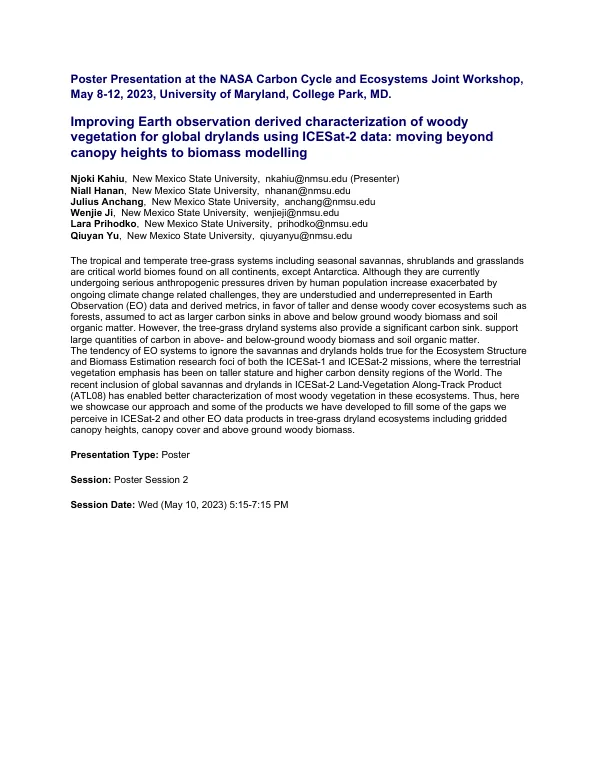 Improving Earth observation derived characterization of woody vegetation for global drylands using ICESat-2 data: moving beyond canopy heights to biomass modelling