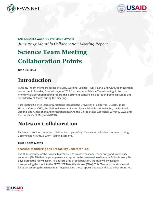 June 2023 Monthly Collaboration Meeting Report