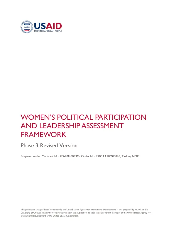 Women’s Political Participation and Leadership Assessment Framework