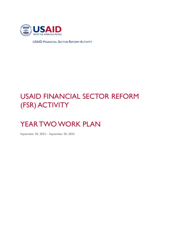 USAID Financial Sector Reform Activity - Year 2 Work Plan