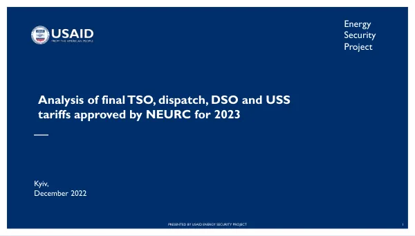 Energy Security Project Analysis of final TSO, dispatch, DSO and USS tariffs approved by NEURC for 2023