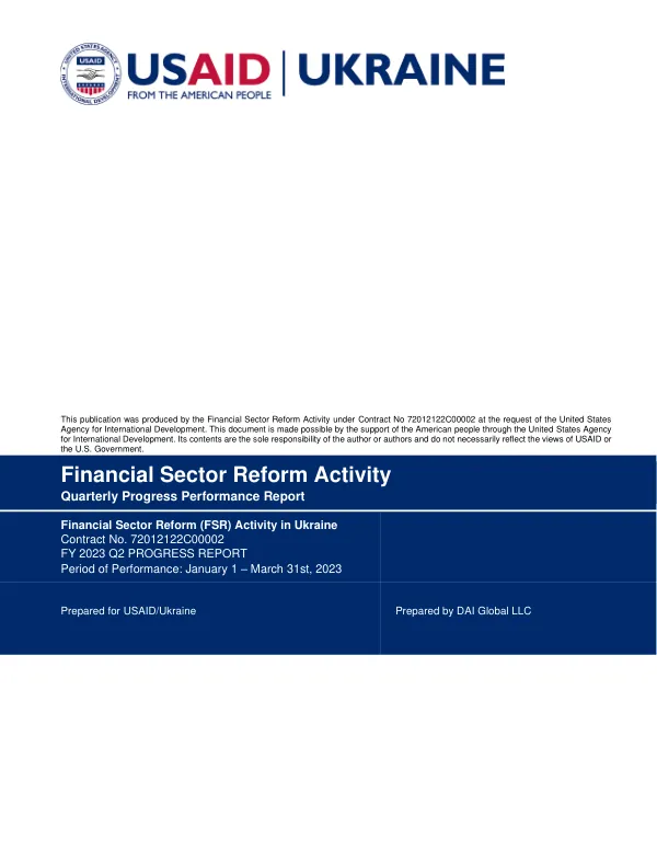 FY 2023 Q2 Report: USAID FSR Activity in Ukraine