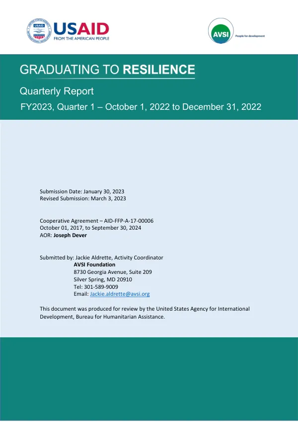 Quarterly Report FY2023, Quarter 1 – October 1, 2022 to December 31, 2022