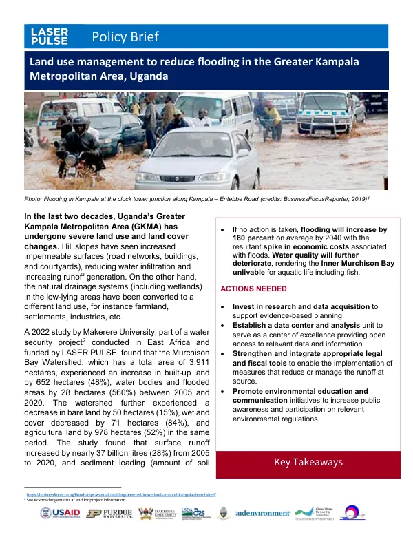 Land use management to reduce flooding in the Greater Kampala Metropolitan Area, Uganda