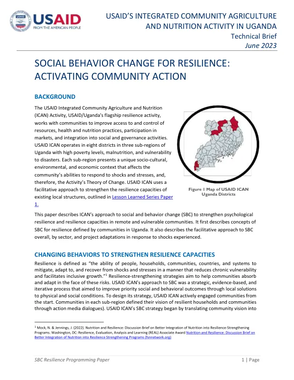 USAID’s Integrated Community Agriculture and Nutrition Activity in Uganda: Technical Brief