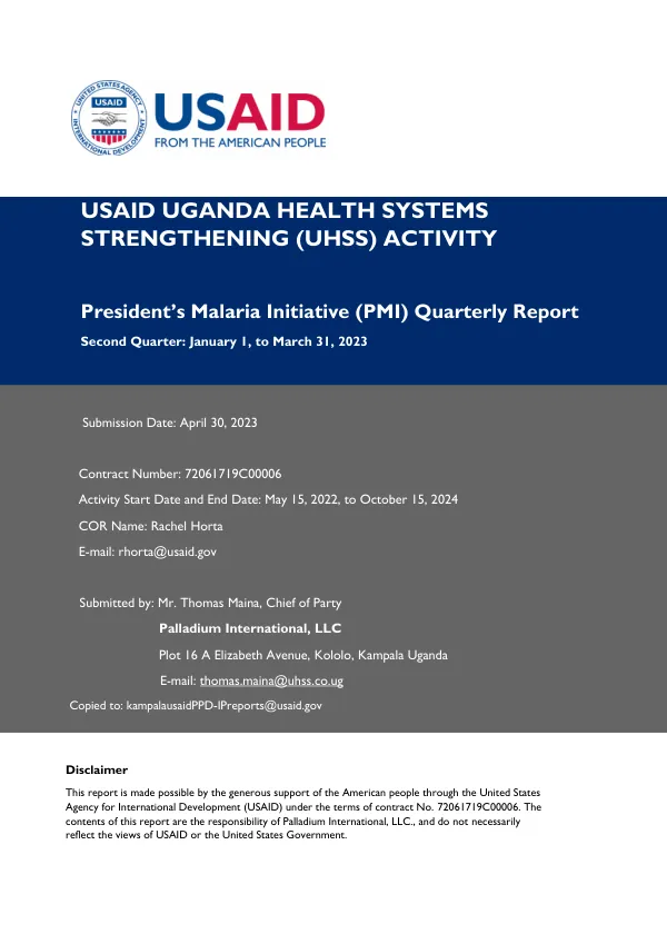 USAID UGANDA HEALTH SYSTEMS STRENGTHENING (UHSS) ACTIVITY