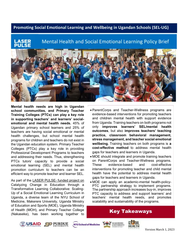 Mental Health and Social Emotional Learning Policy Brief