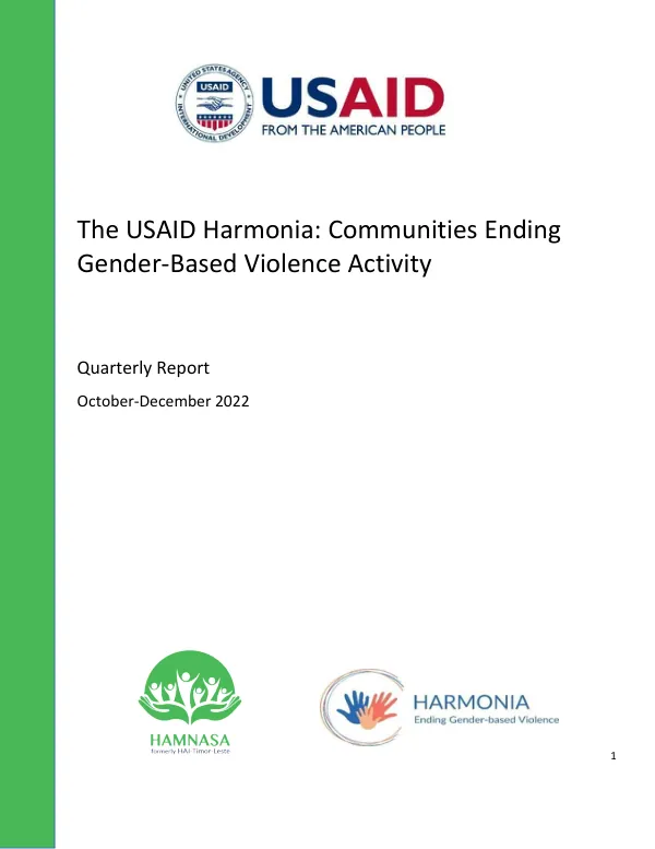 The USAID Harmonia: Communities Ending Gender-Based Violence Activity – Quarterly Report