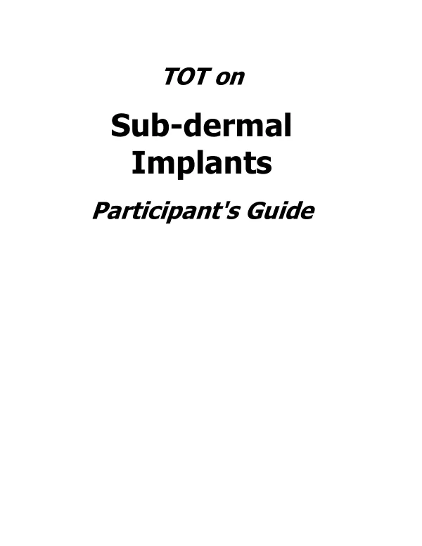 Competency-Based Training (CBT) for Norplant and Implanon