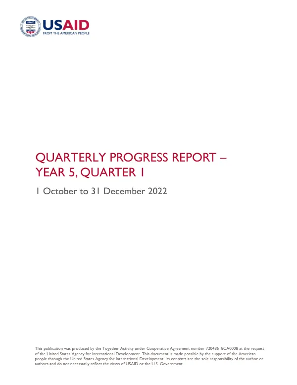 Quarterly Progress Report – Year 5, Quarter 1
