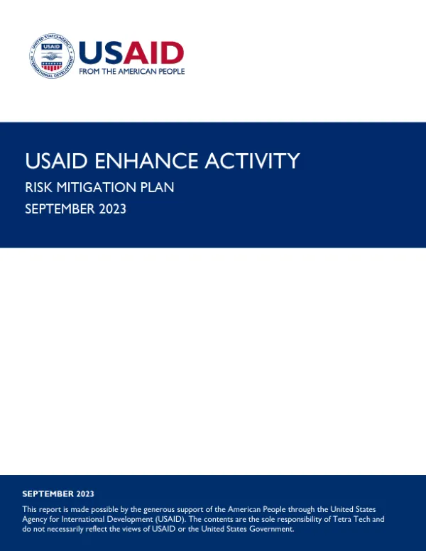 USAID Enhance Activity: Risk Mitigation Plan – Y2
