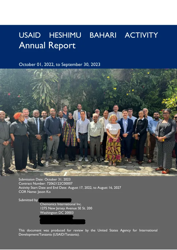 USAID Heshimu Bahari Activity Annual Report