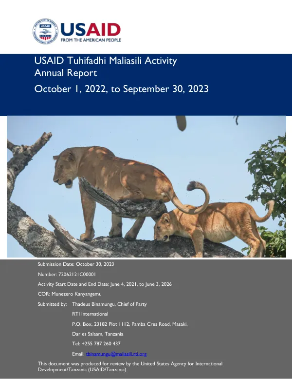 USAID Tuhifadhi Maliasili Activity Annual Report FY23
