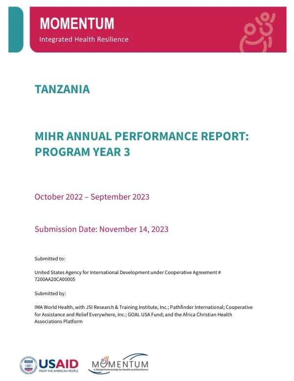 MOMENTUM Integrated Health Resilience Tanzania PY3 Annual Report