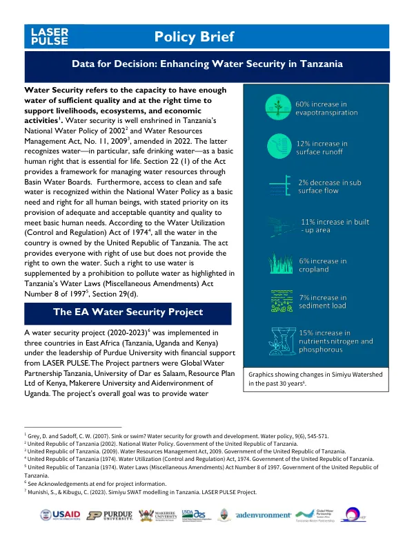 Data for Decision: Enhancing Water Security in Tanzania