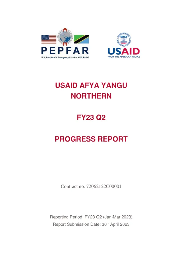 USAID Afya Yangu Northern FY23 Q2 Progress/Performance Report