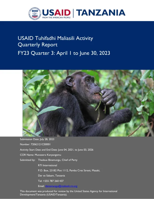 USAID Tuhifadhi Maliasili Activity Quarterly Report