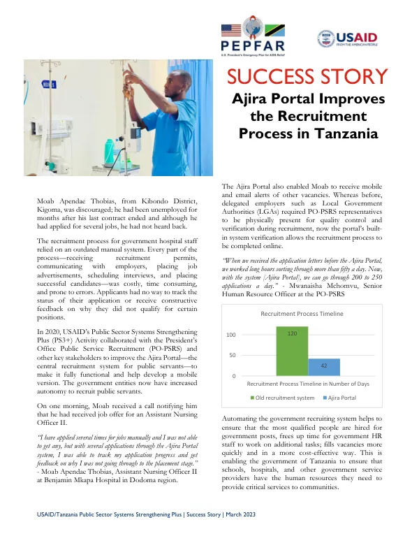 USAID/Tanzania Public Sector Systems Strengthening Plus: Success Story