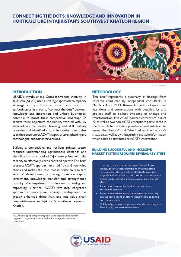 USAID's Agribusiness Competitiveness Activity in Tajikistan (ACAT) Final Report
