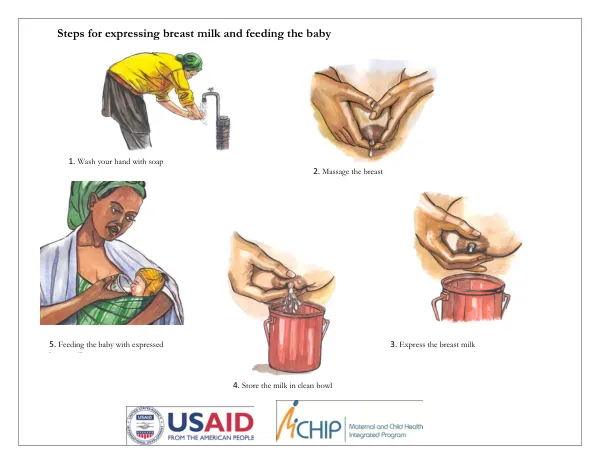 Steps for Expressing Breast Milk and Feeding the Baby Using Kangaroo Mother Care (KMC)
