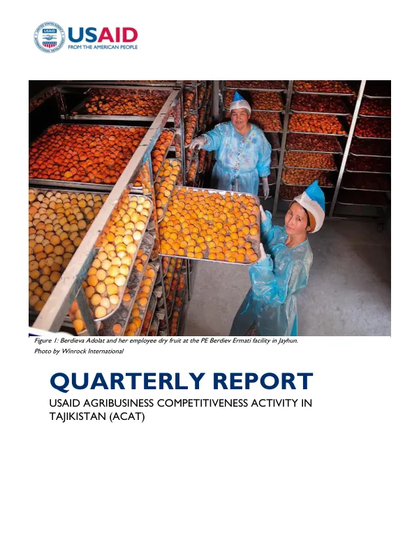USAID Agribusiness Competitiveness Activity in Tajikistan (ACAT) FY23, 1st QUARTERLY REPORT
