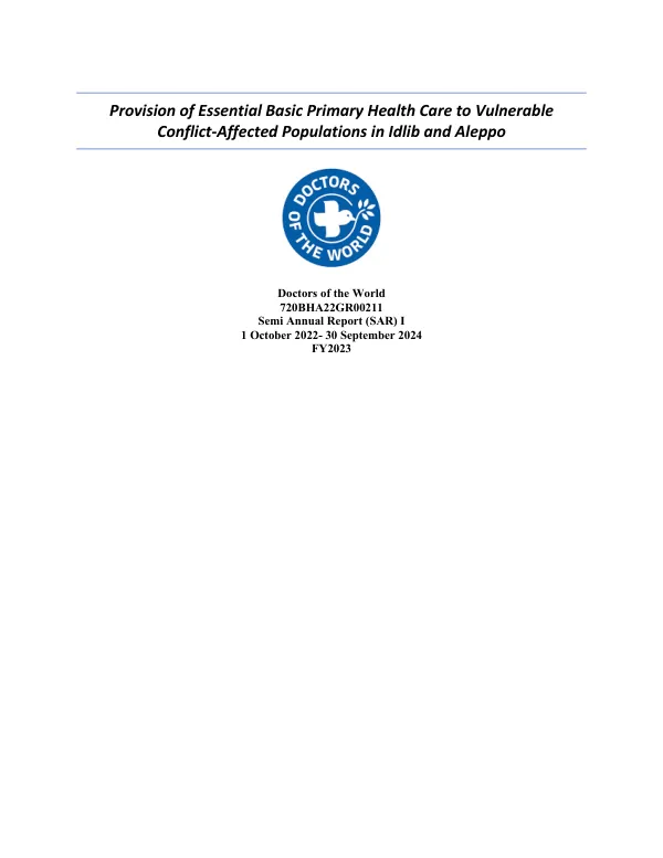 Provision of Essential Basic Primary Health Care to Vulnerable Conflict-Affected Populations in Idlib and Aleppo
