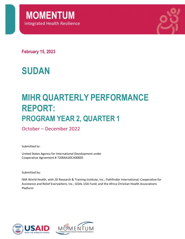 MOMENTUM Integrated Health Resilience Sudan PY2 Q1 Performance Report