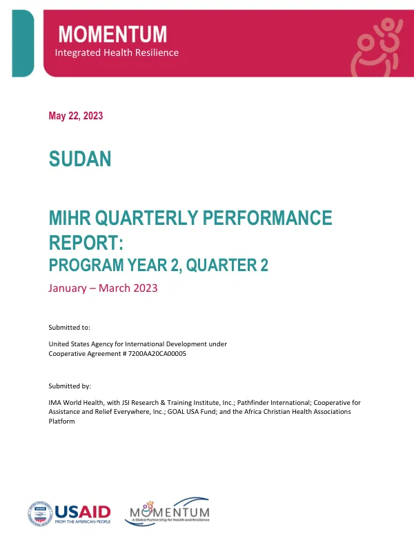 MOMENTUM Integrated Health Resilience Sudan PY2 Q2 Performance Report
