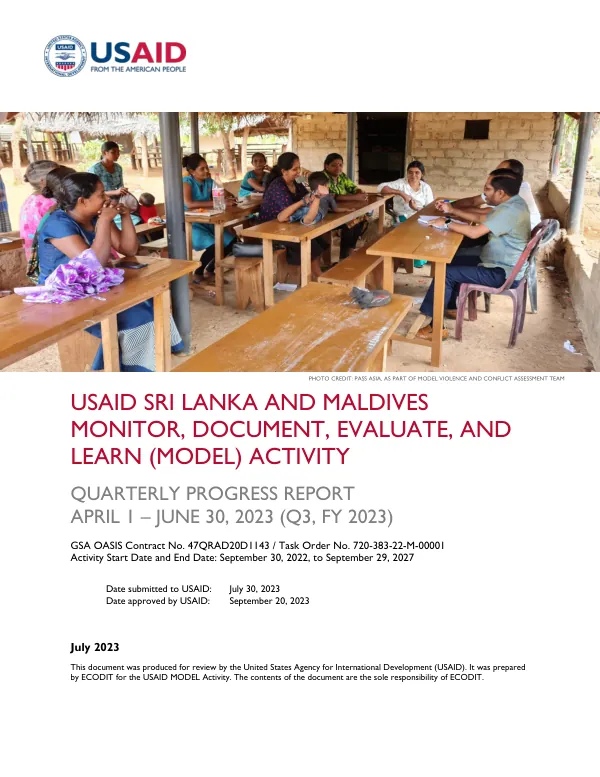 USAID Sri Lanka and the Maldives MODEL Activity: Quarterly Progress Report | Q3, FY23