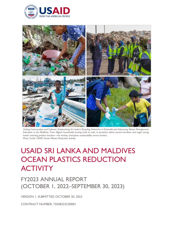 USAID Sri Lanka and Maldives Ocean Plastics Reduction Activity FY2023 Annual Report